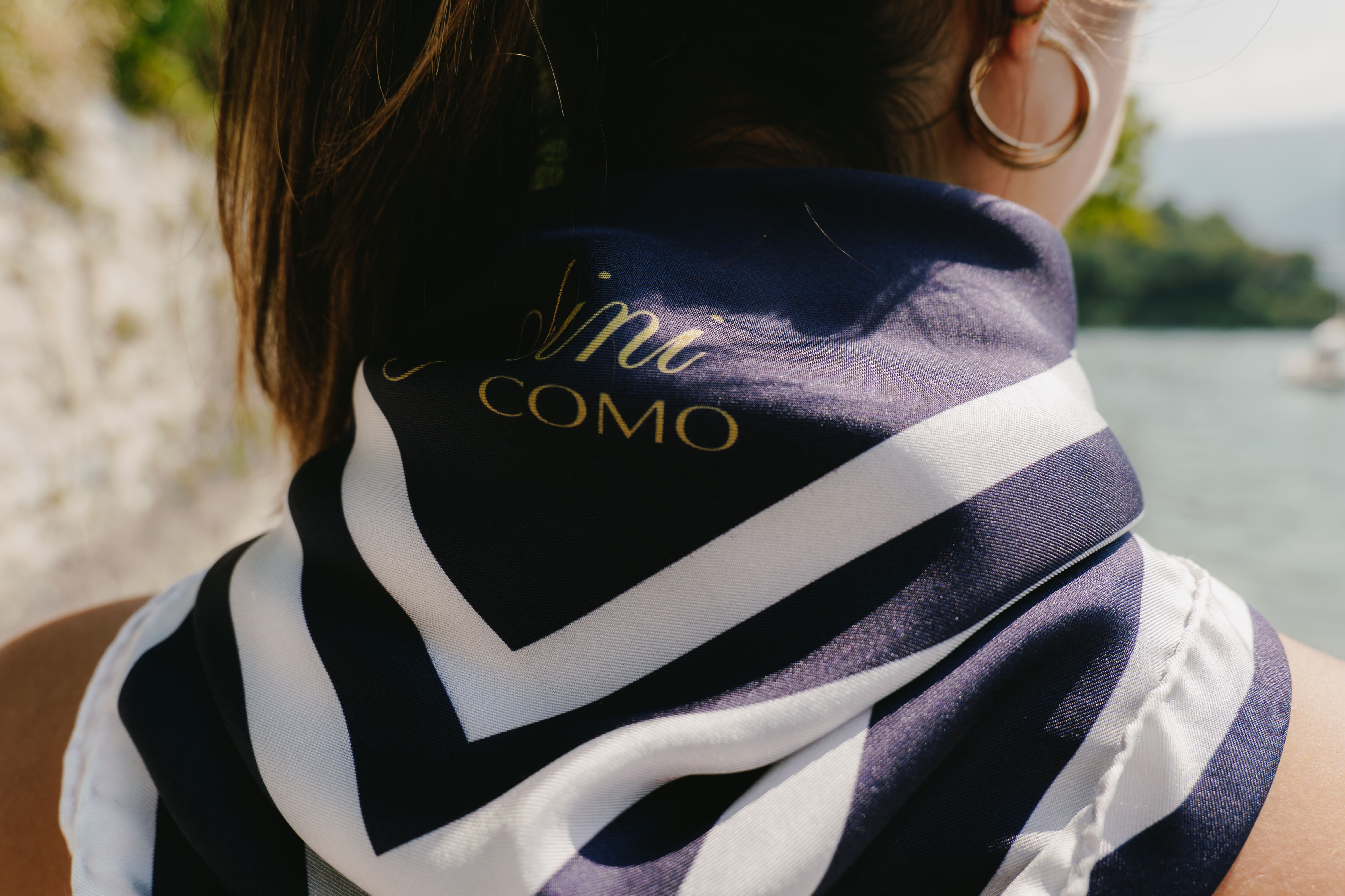 Silk Piazza Scarf | Navy/White | 70 CM