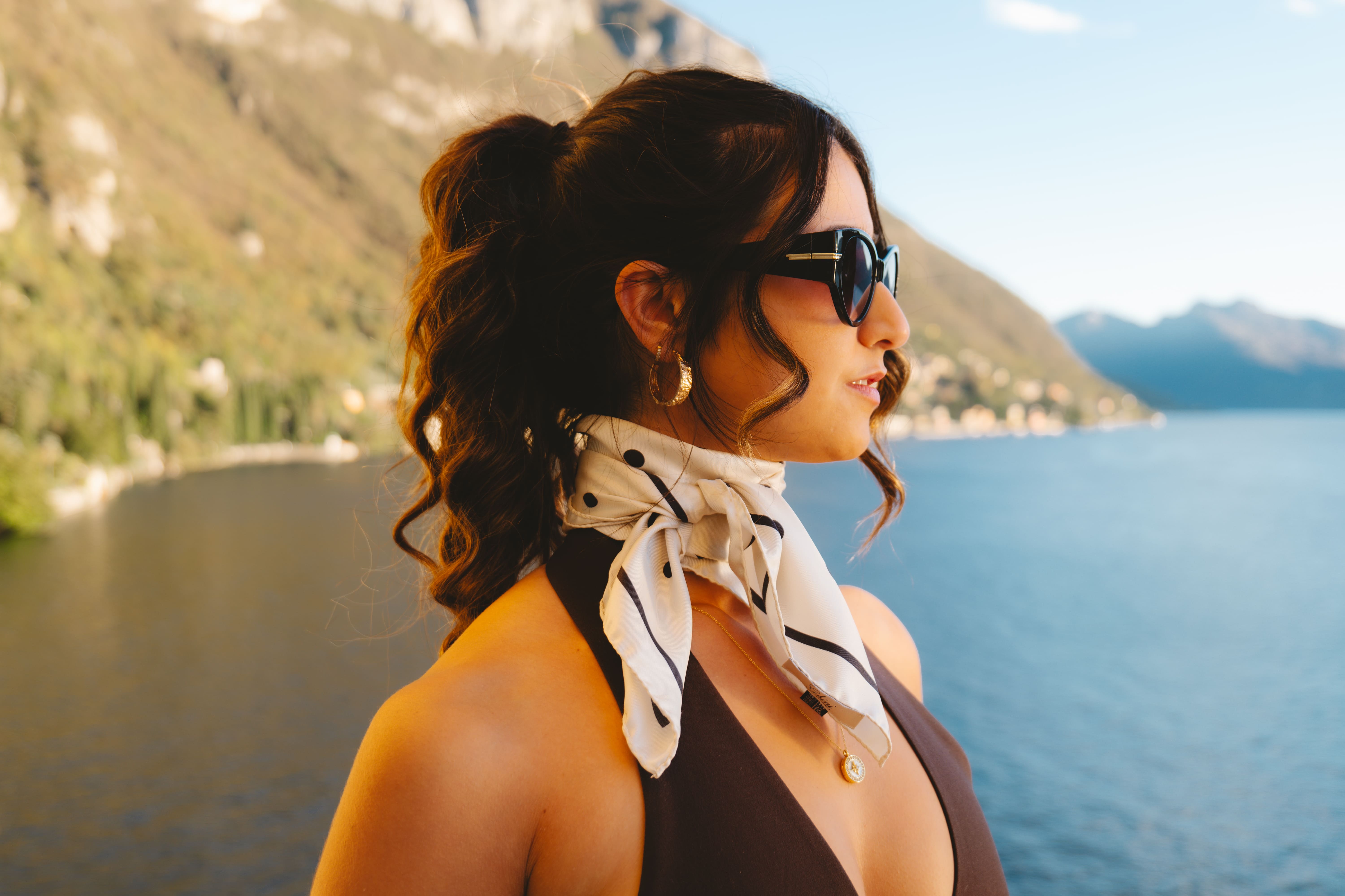 Silk Polkadot Scarf | Cream/Black | 70 CM