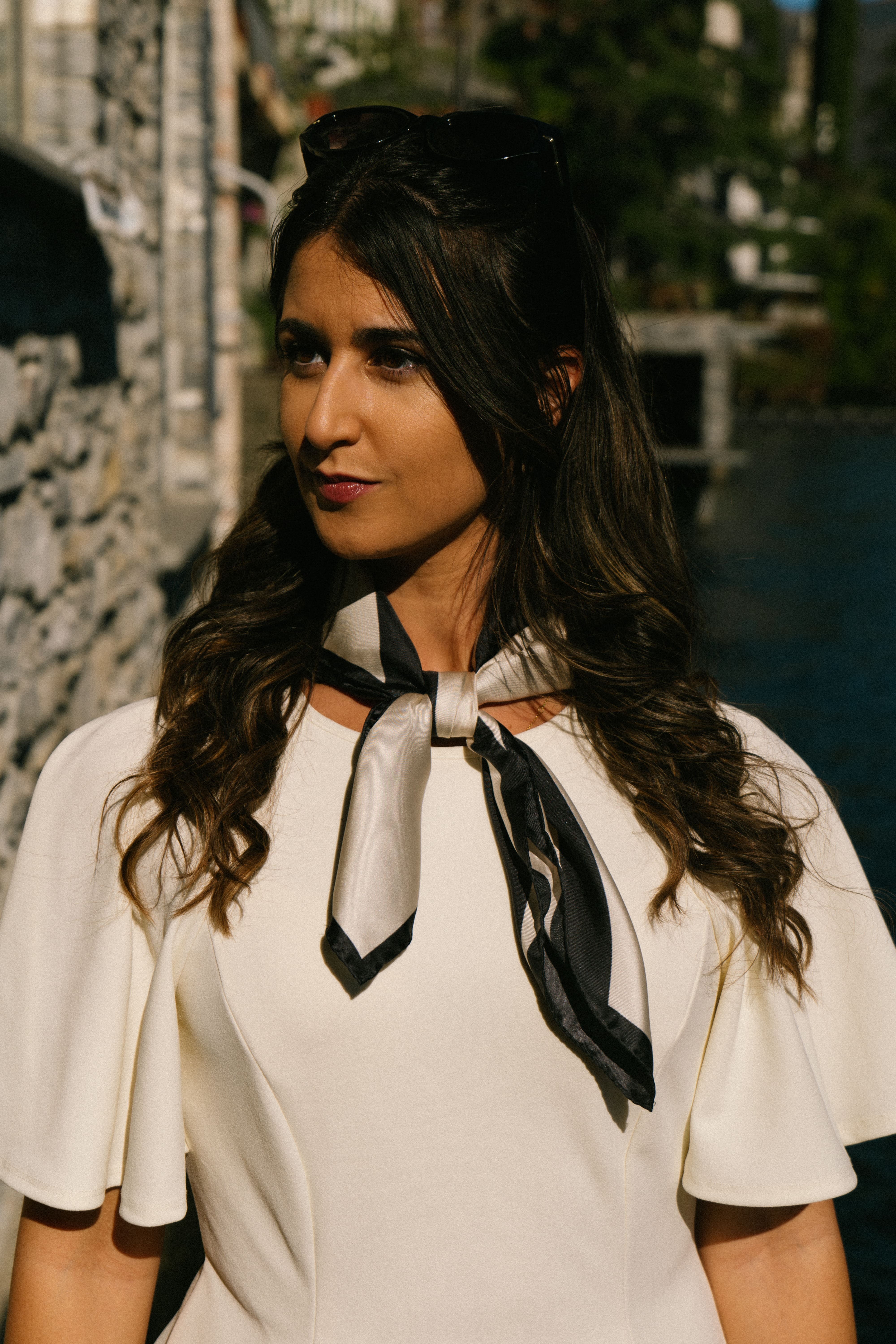 Silk Zebra Stripe Scarf | Cream/Black | 70 CM