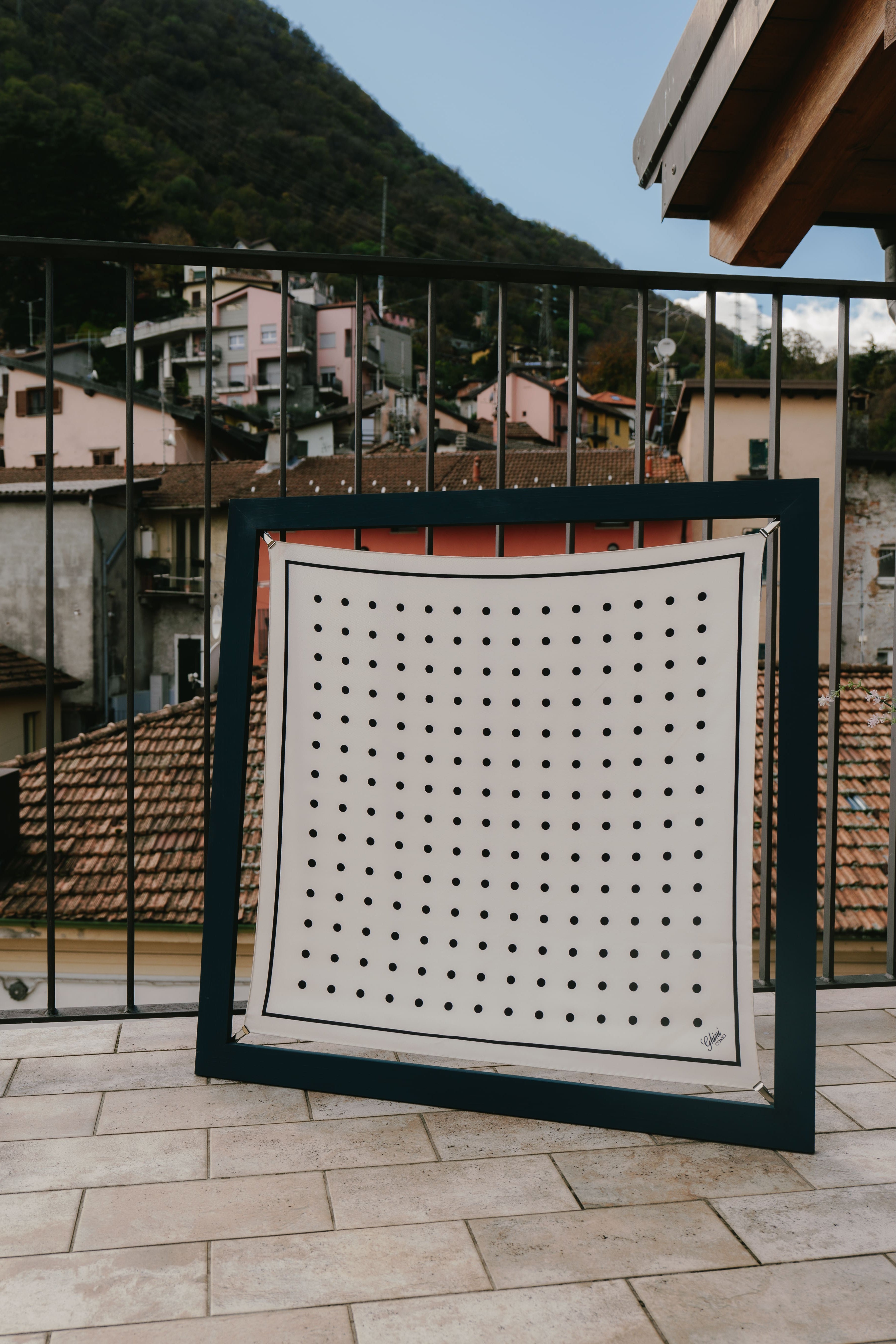 Silk Polkadot Scarf | Cream/Black | 70 CM