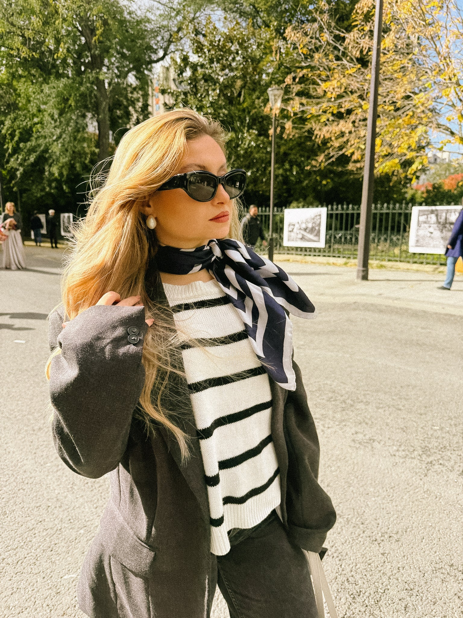 Silk Piazza Scarf | Navy/White | 70 CM